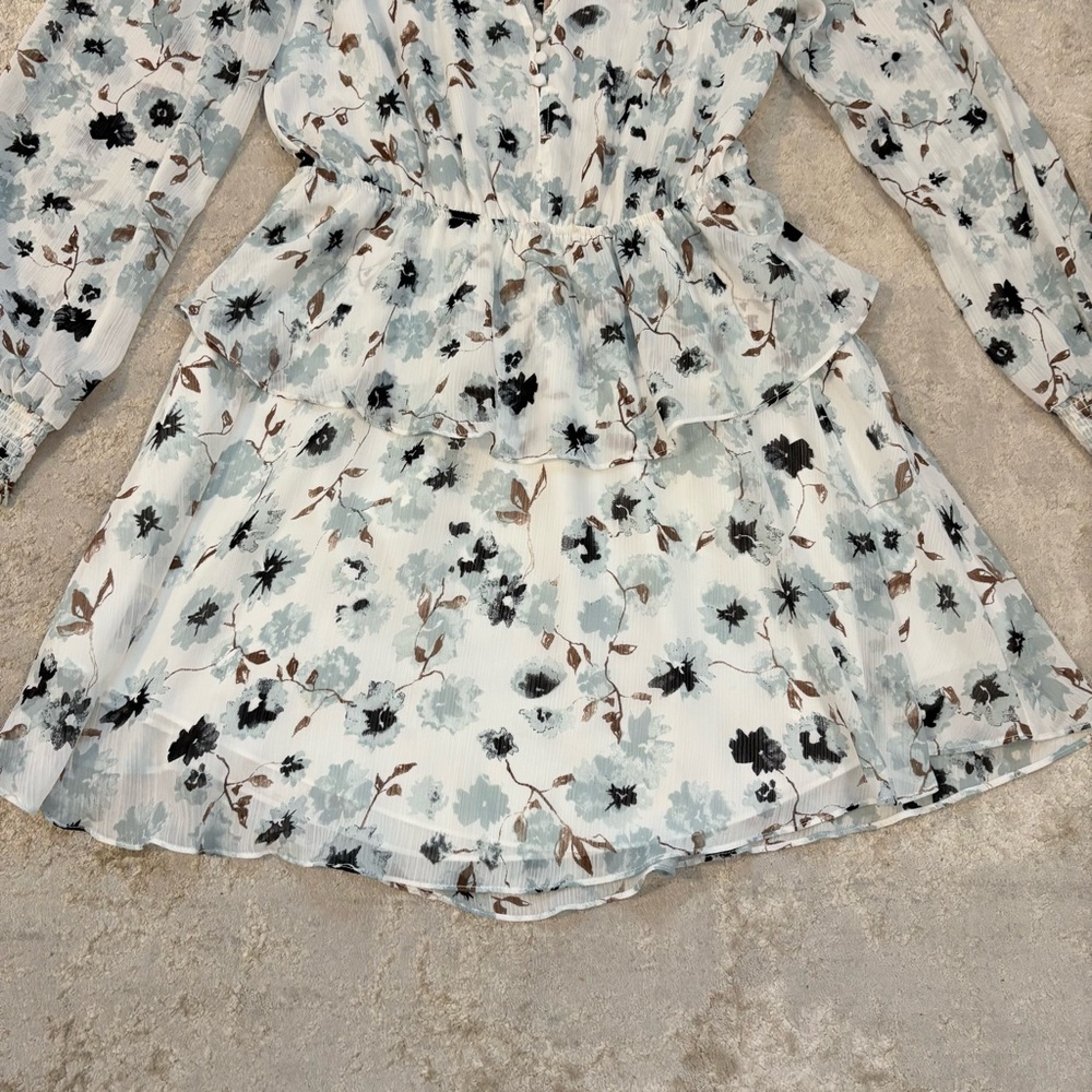 Gentle Fawn Floral Tiered Long Sleeve Chiffon Amilla Dress Size Small - Picture 4 of 12